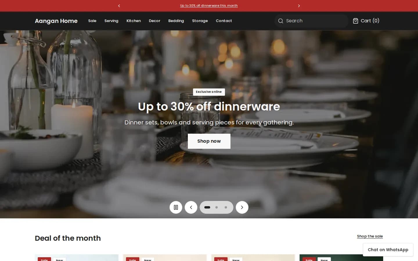A home decor storefront built on devhelp shop